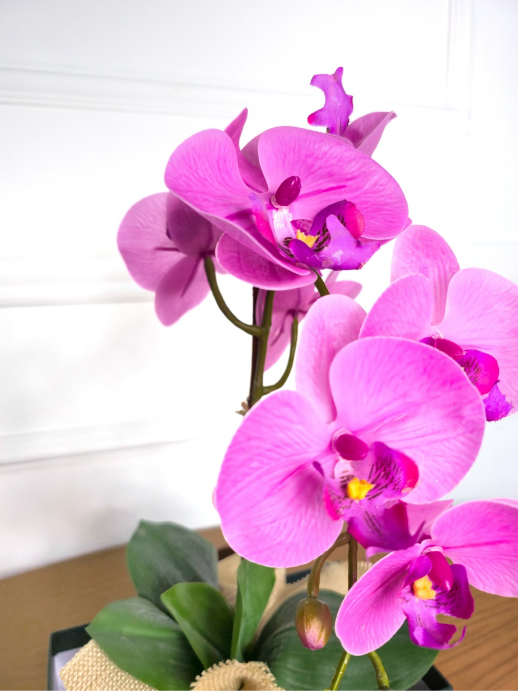 Arranjo Permanente Orquídea Rosa Juta (Box Dia das Mães)