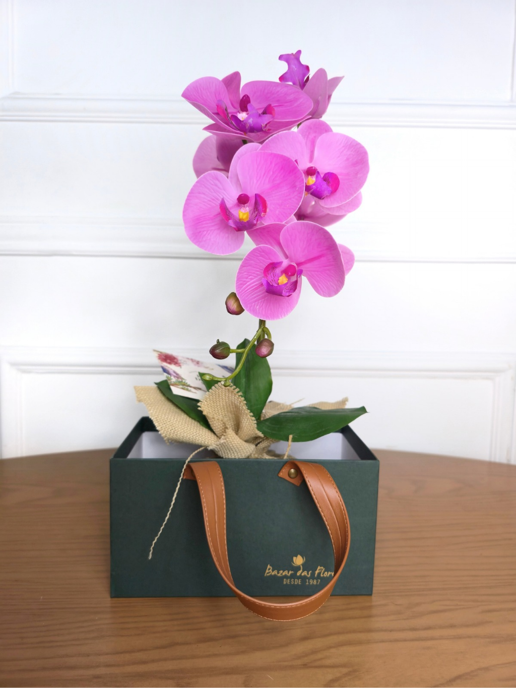 Arranjo Permanente Orquídea Rosa Juta (Box Dia das Mães)