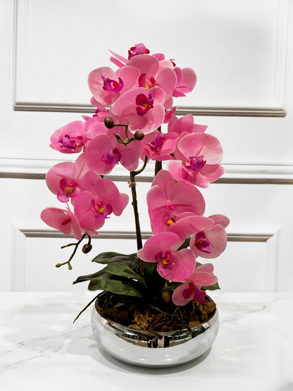 Arranjo Permanente Orquídeas Dupla Silver Rosa
